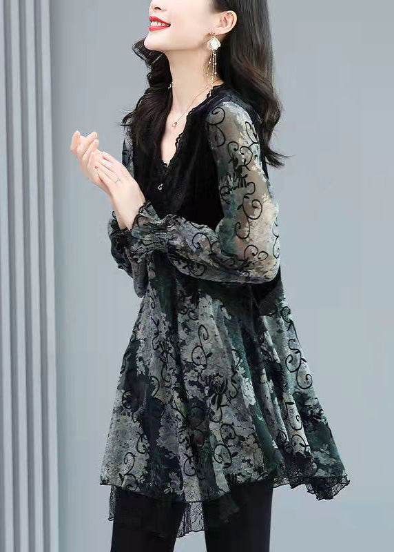 Dames Chiffon Top met V-hals en Lange Mouwen 3