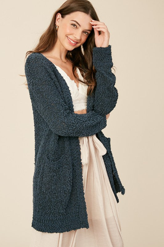 Dames Chunky Open Cardigan Met Popcorn Textuur 1