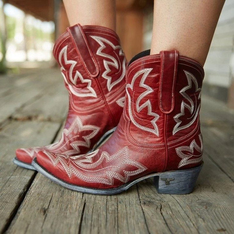 Dames Cowboy Enkellaarzen Met Borduursel 4