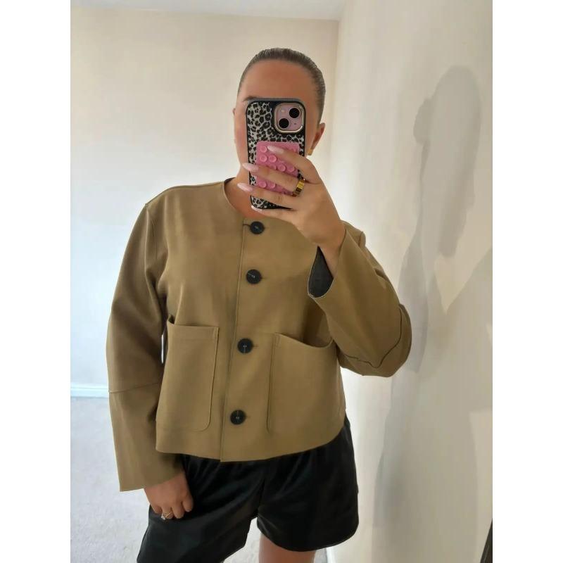 Dames Cropped Blazer Jacket Met Lange Mouwen 3