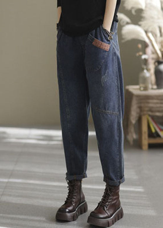 Dames Denim Broek met Elastische Taille en Zakken 2