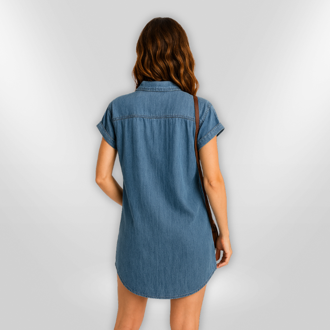 Dames Denim Jurk Casual Met Knopen Ademend Zomerjurkje 2