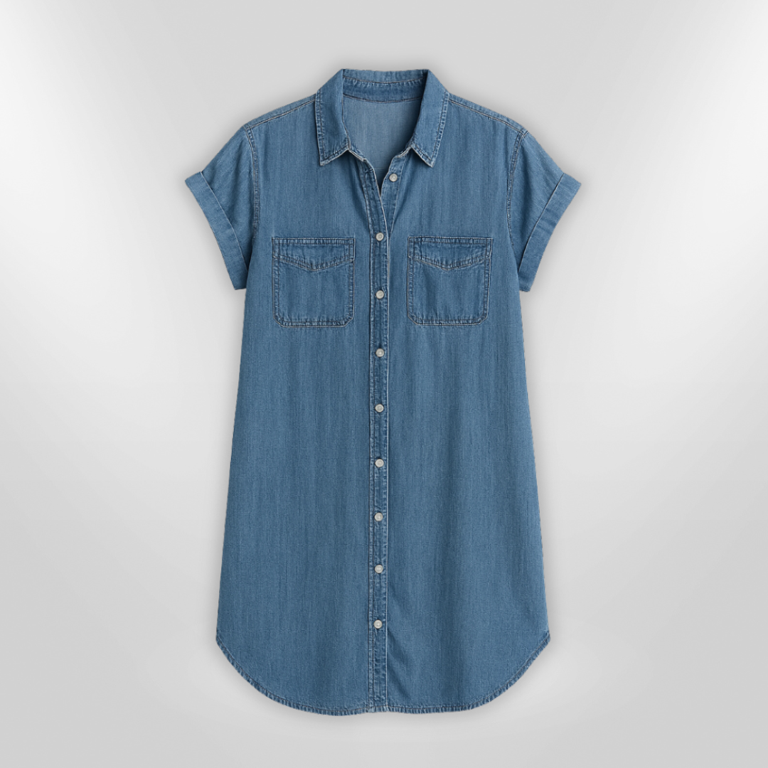 Dames Denim Jurk Casual Met Knopen Ademend Zomerjurkje 3