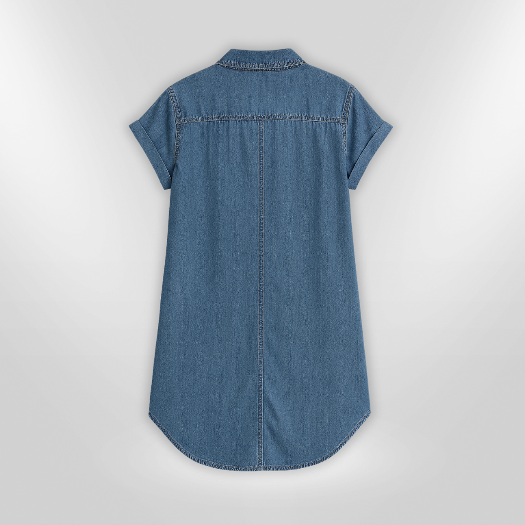 Dames Denim Jurk Casual Met Knopen Ademend Zomerjurkje 4