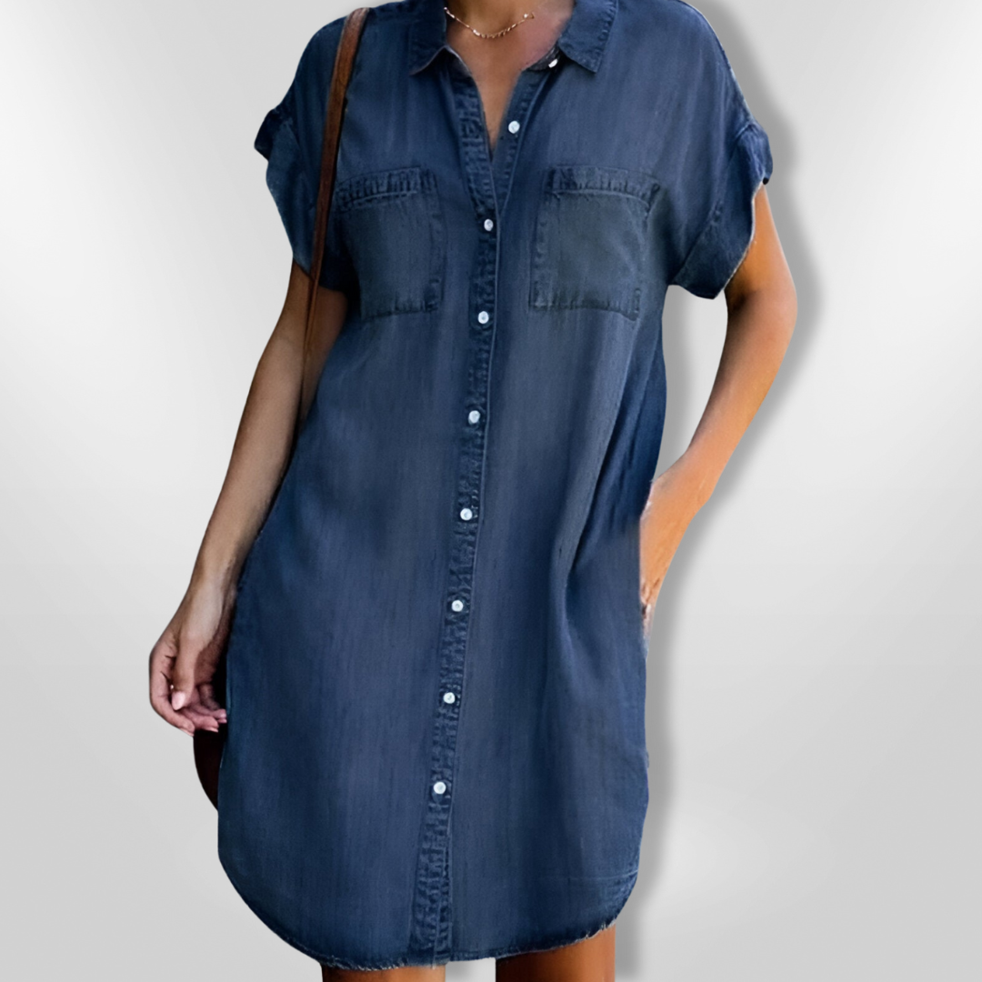 Dames Denim Jurk Casual Met Knopen Ademend Zomerjurkje 6