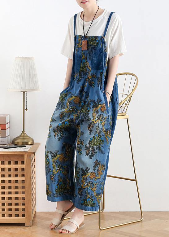 Dames Denim Overall Retro Etnische Stijl 0
