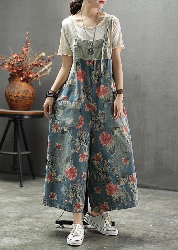 Dames Denim Romper Met Print en Zakjes 1