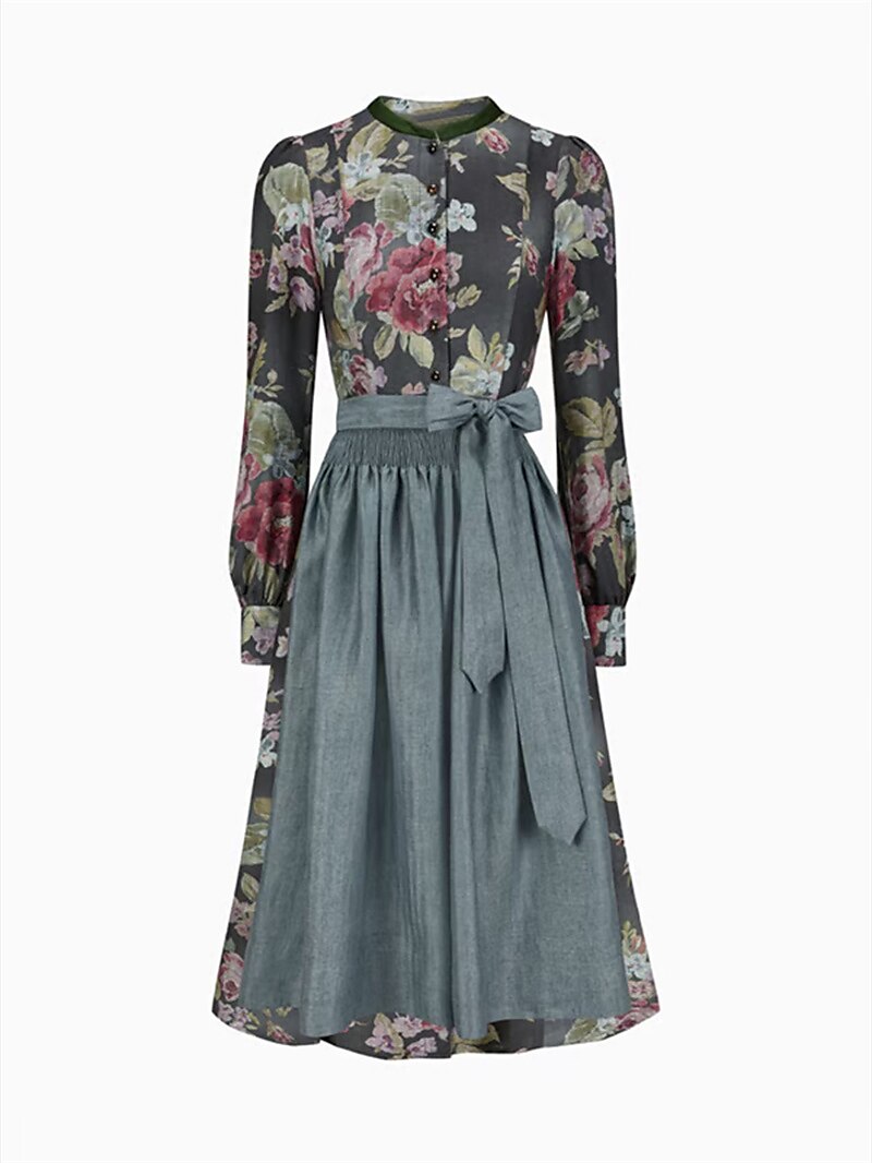 Dames Dirndljurk Vintage Stijl met Bloemmotief 4