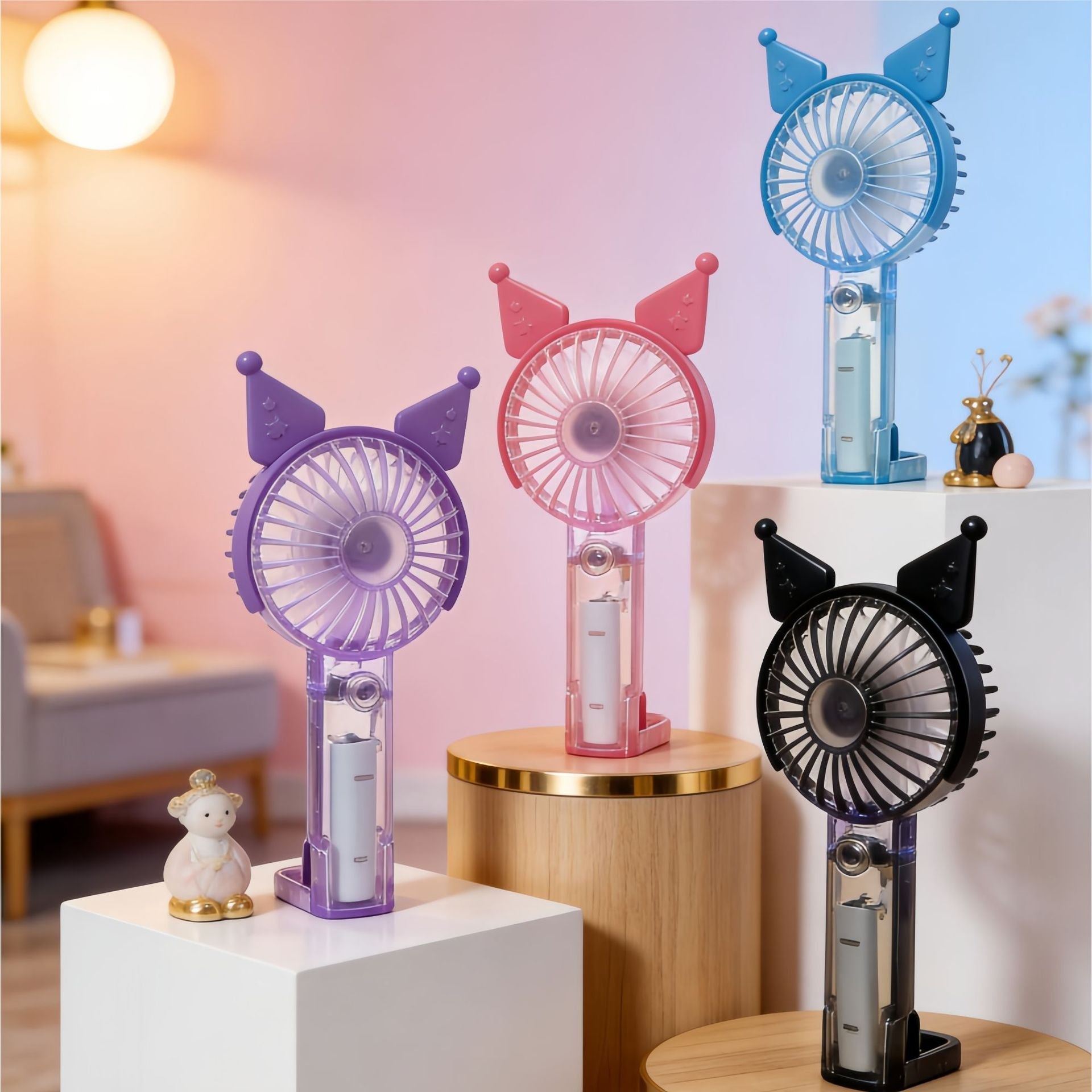 Dames Draagbare Handventilator met LED Verlichting en Sproeifunctie 3