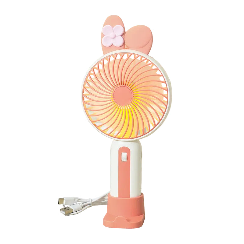 Dames Draagbare Handventilator met USB en LED Verlichting Schattig Design 0
