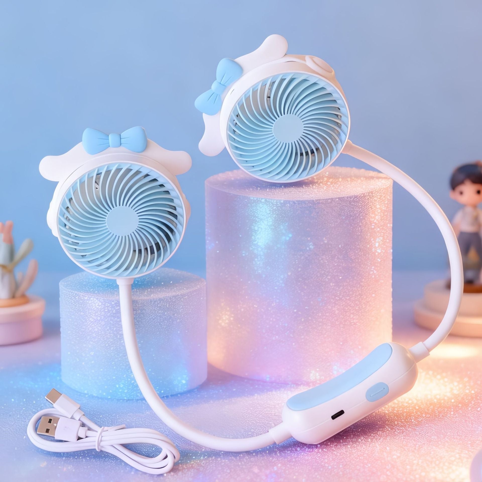 Dames Draagbare Mini Nekventilator met Dubbele Ventilator 5