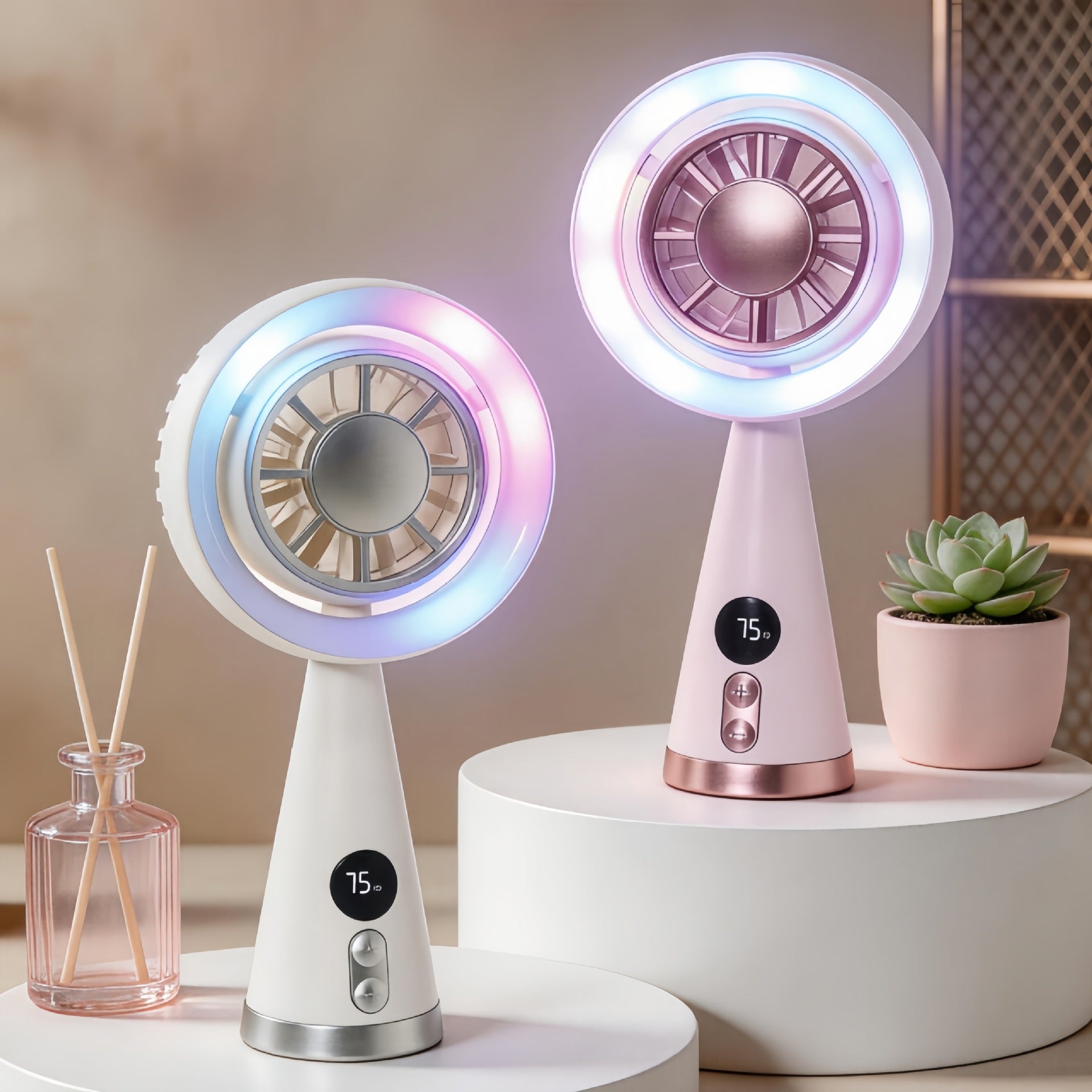 Dames Draagbare Miniventilator met LED Verlichting 1