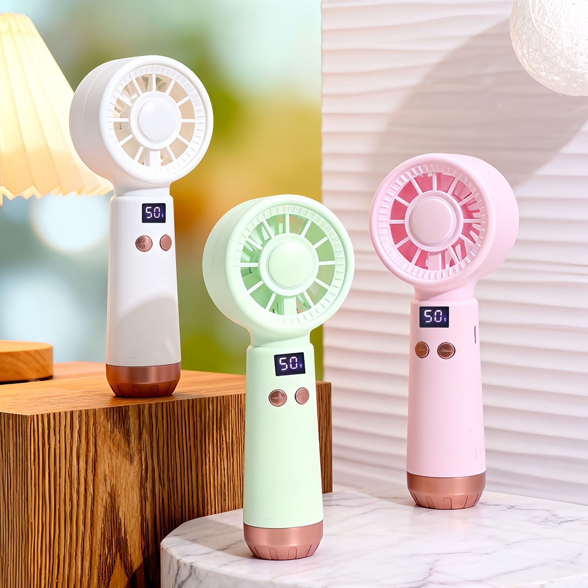 Dames Draagbare USB Handventilator met Temperatuurdisplay 1