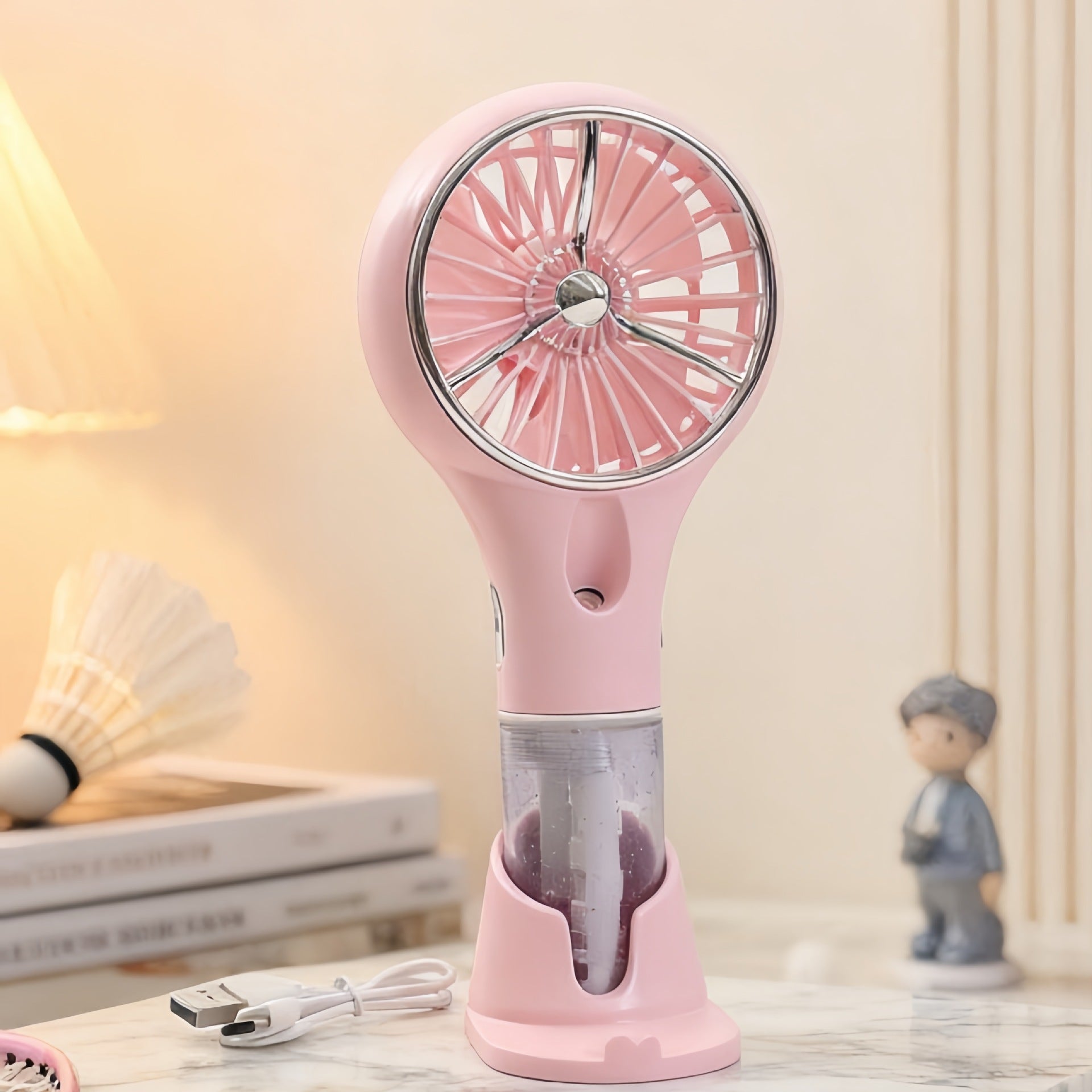 Dames Draagbare Ventilator met Sprayfunctie Lichtgewicht Ergonomisch 6