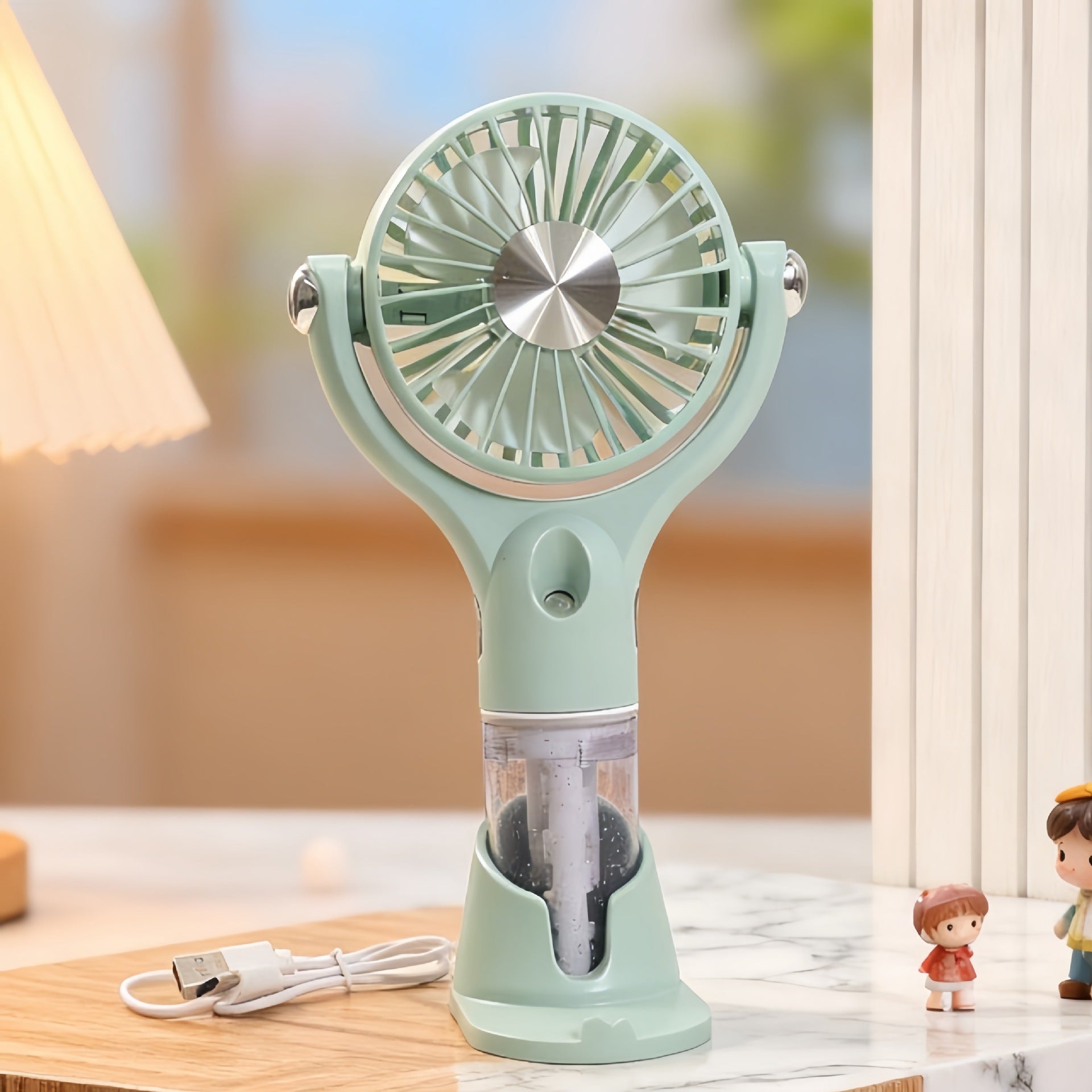 Dames Draagbare Ventilator met Sprayfunctie Lichtgewicht Ergonomisch 7