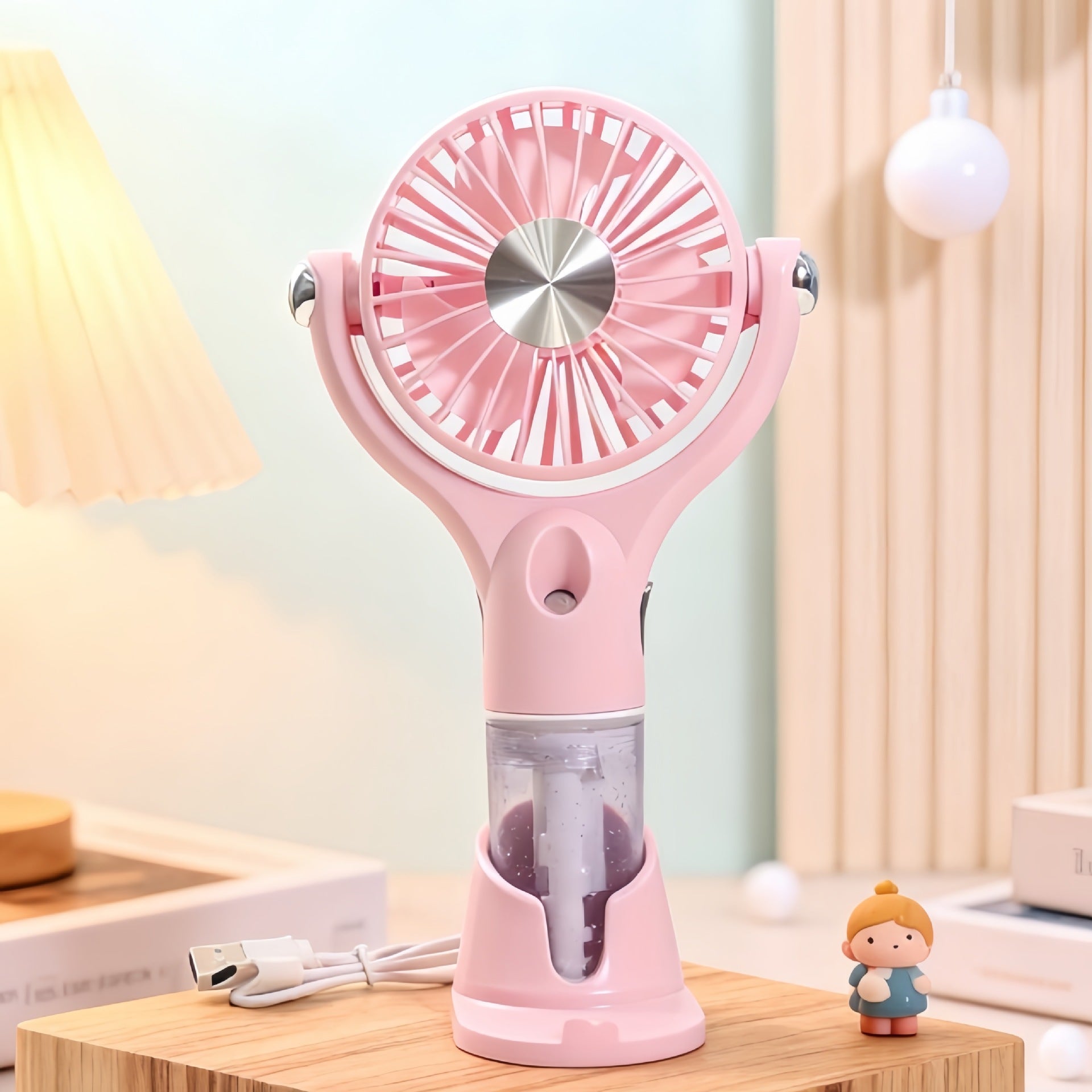 Dames Draagbare Ventilator met Sprayfunctie Lichtgewicht Ergonomisch 8