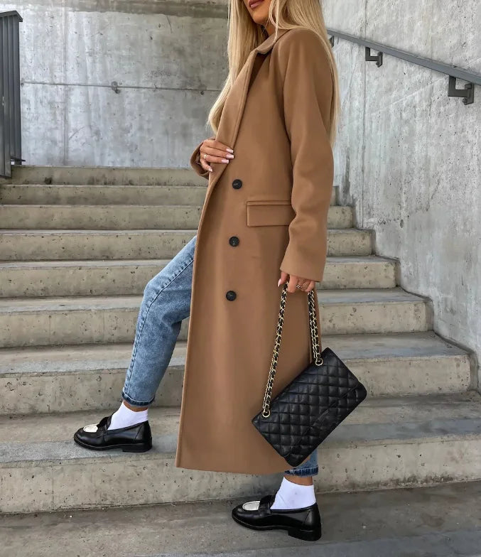 Dames Dubbelzijdige Wollen Stijl Jas Tijdloos