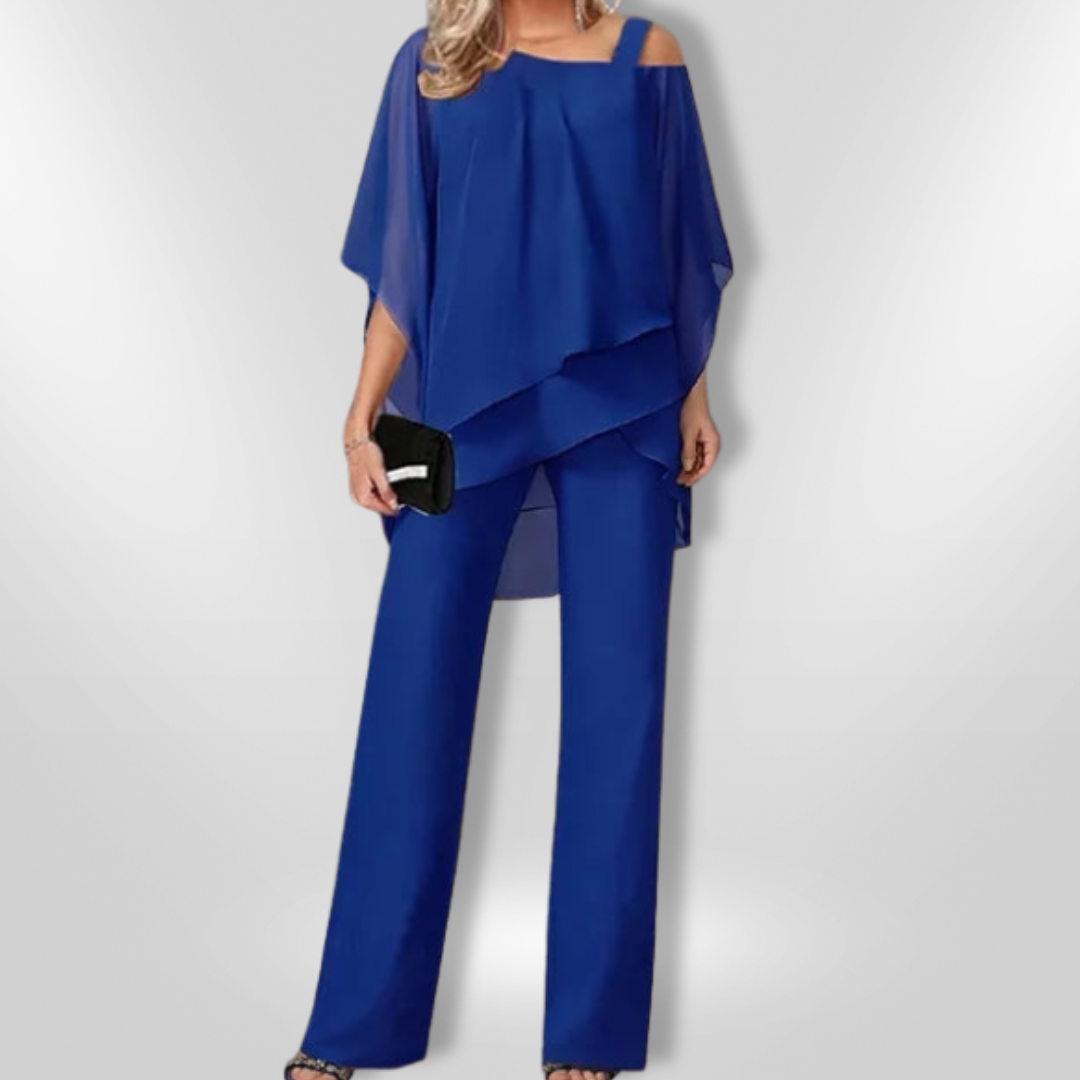 Dames Elegant Set Asymmetrisch Top en Brede Broek 3