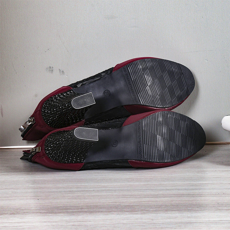 Dames Enkellaarsjes Met Kant en Blokhak 5