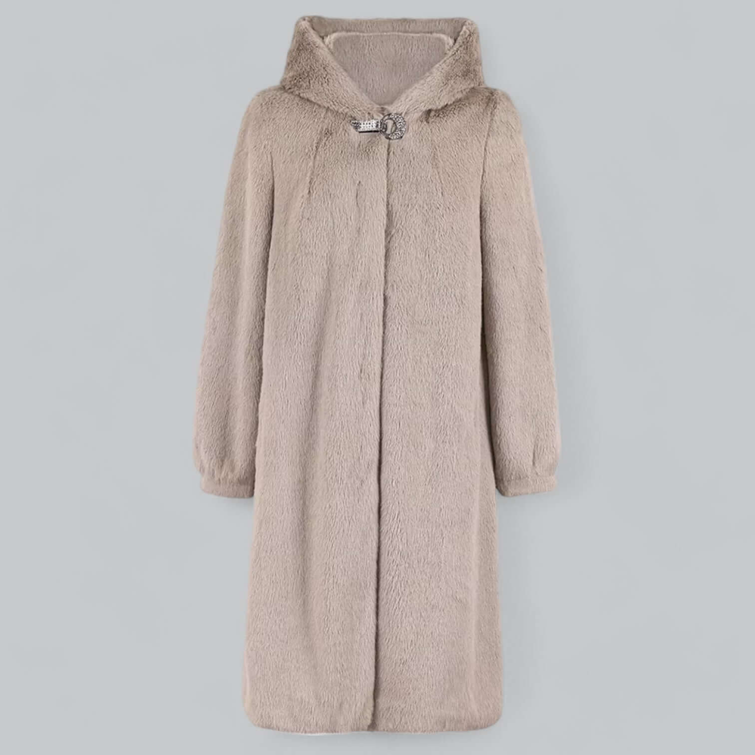 Dames Faux Fur Jas Met Tailored Fit en Kap 1