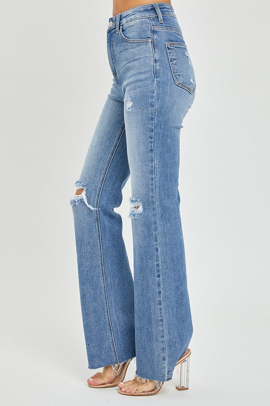 Dames Flared Jeans Hoge Taille Medium Denim 2