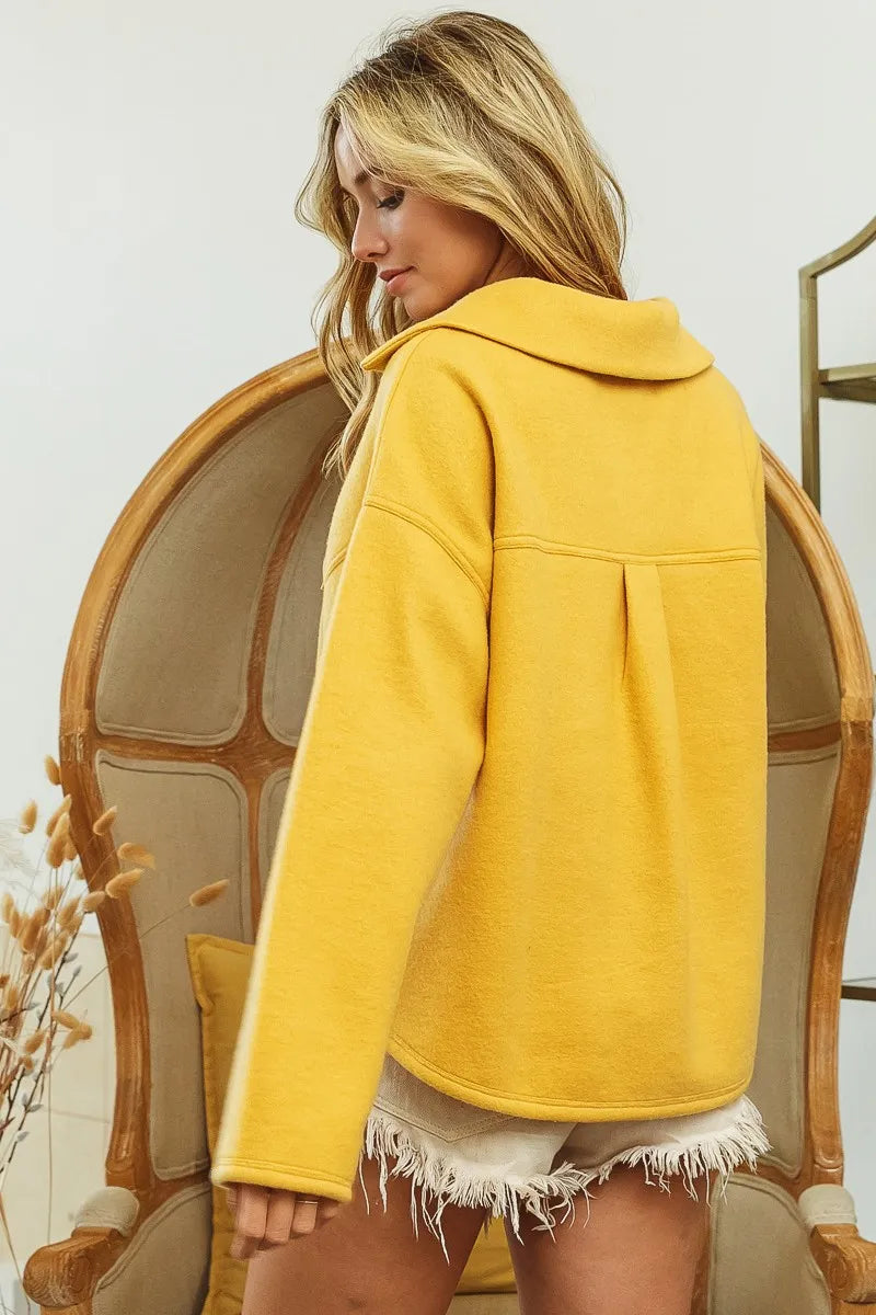 Dames Fleece Sweatshirt met Kraag en Flapzakken 3