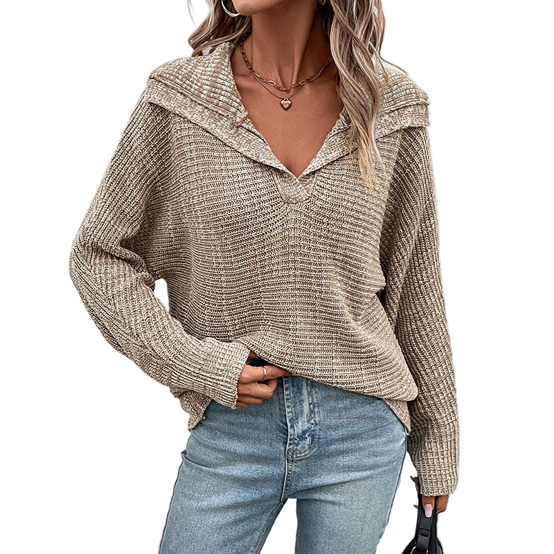 Dames Gebreide Trui Met Kraag 0