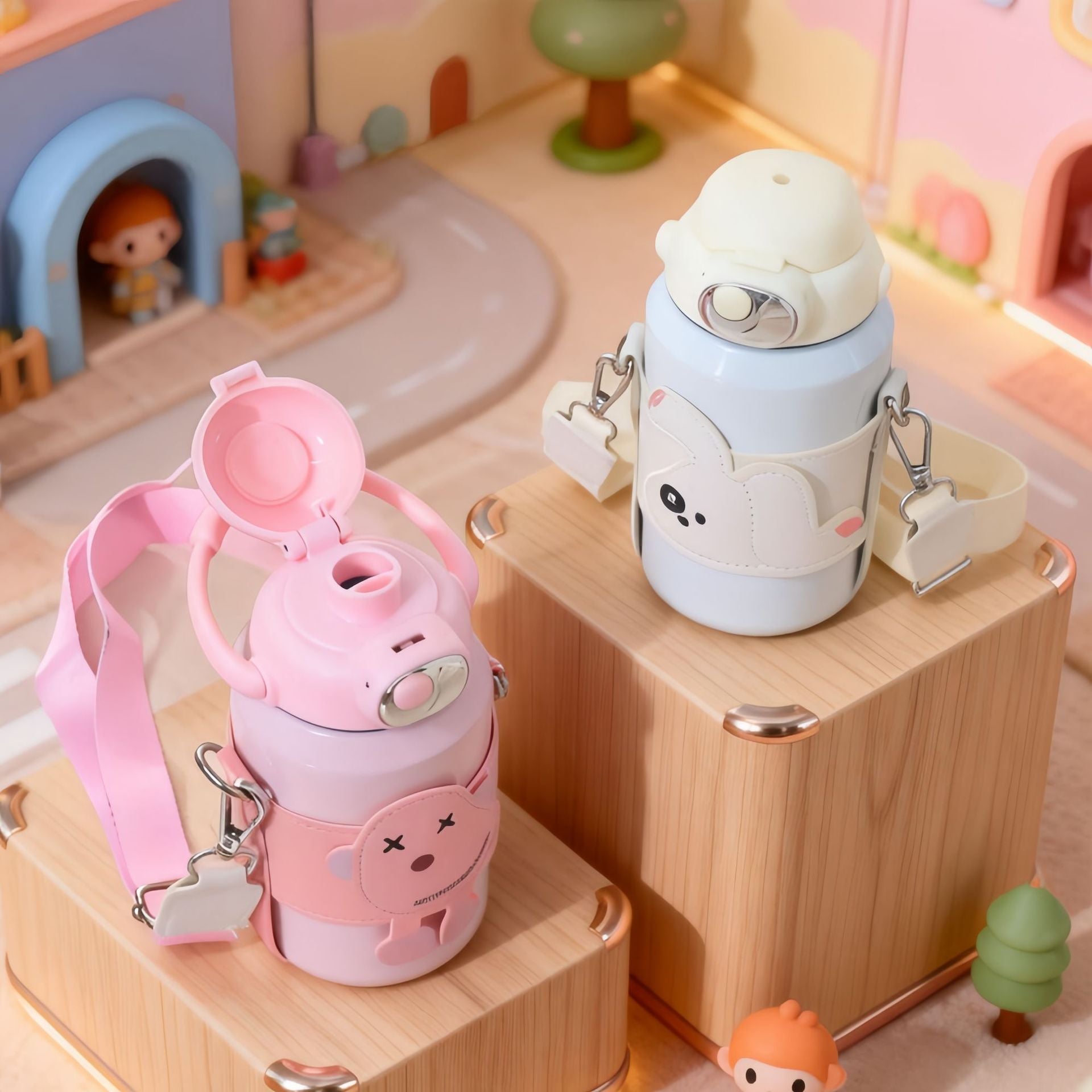Dames Geïsoleerde Waterfles met Schattig Konijntje Ontwerp 4