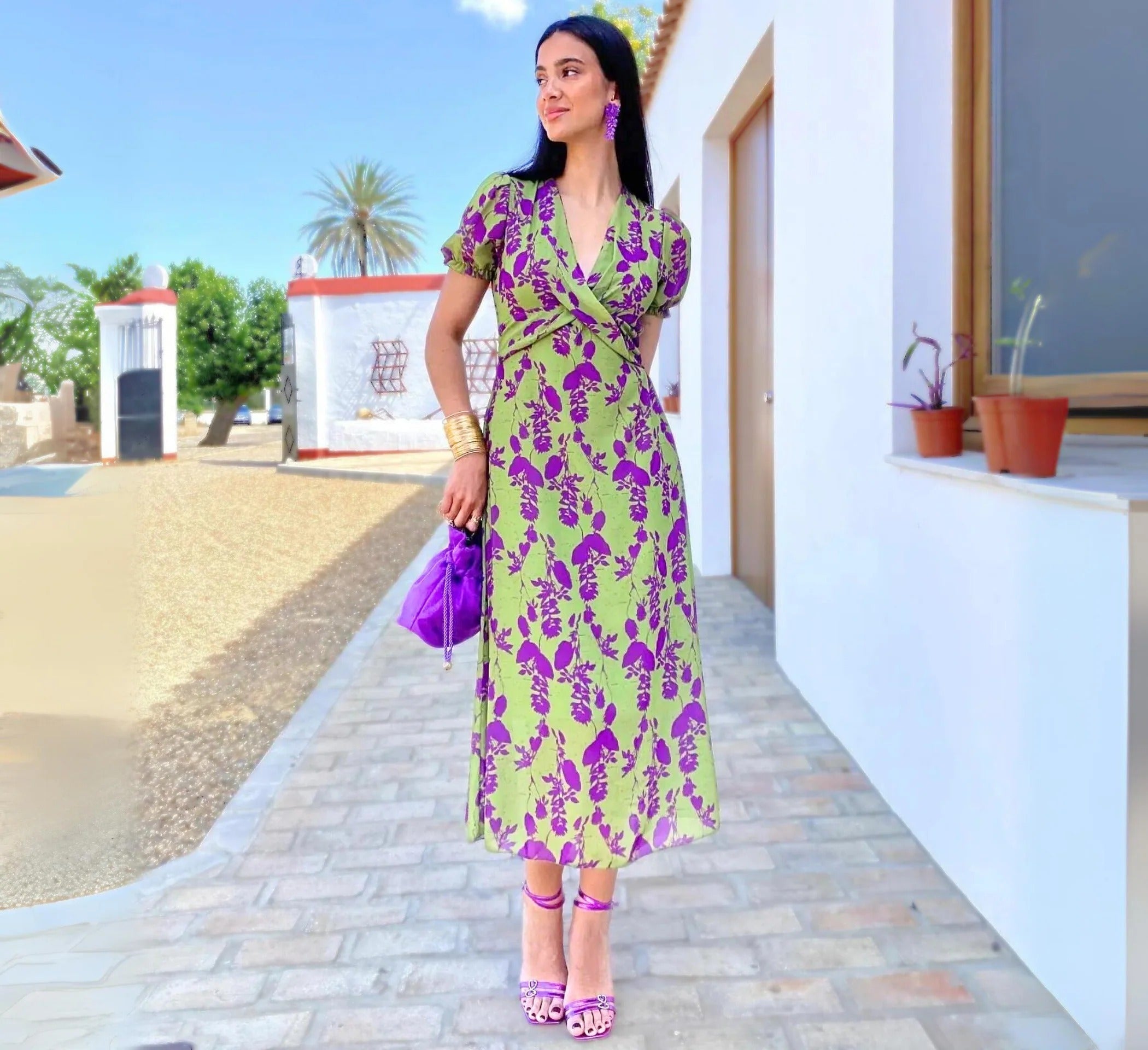 Dames Geprinte Jurk Korte Mouw Casual Katoen-Polyester voor Feestelijke en Zomer Kleding 3