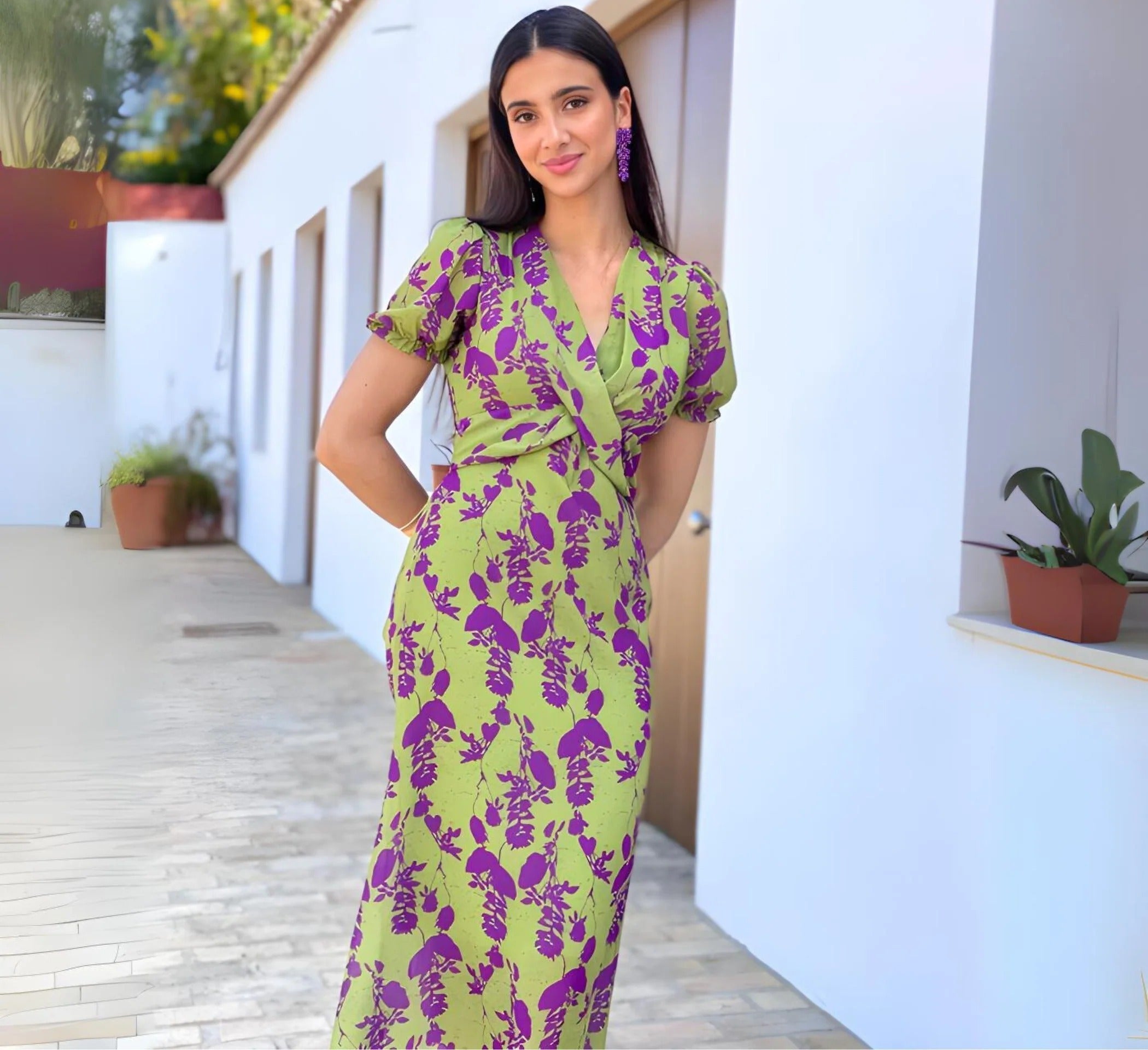 Dames Geprinte Jurk Korte Mouw Casual Katoen-Polyester voor Feestelijke en Zomer Kleding 4