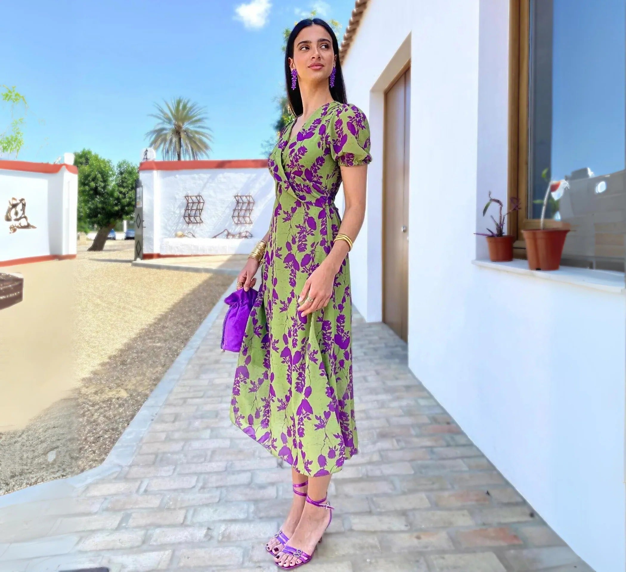 Dames Geprinte Jurk Korte Mouw Casual Katoen-Polyester voor Feestelijke en Zomer Kleding 5