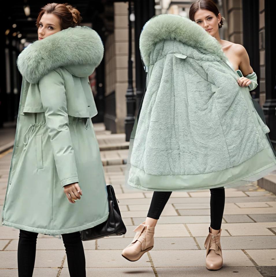 Dames Gequiltte Jas met Faux Fur Kap en Waterafstotende Afwerking 3