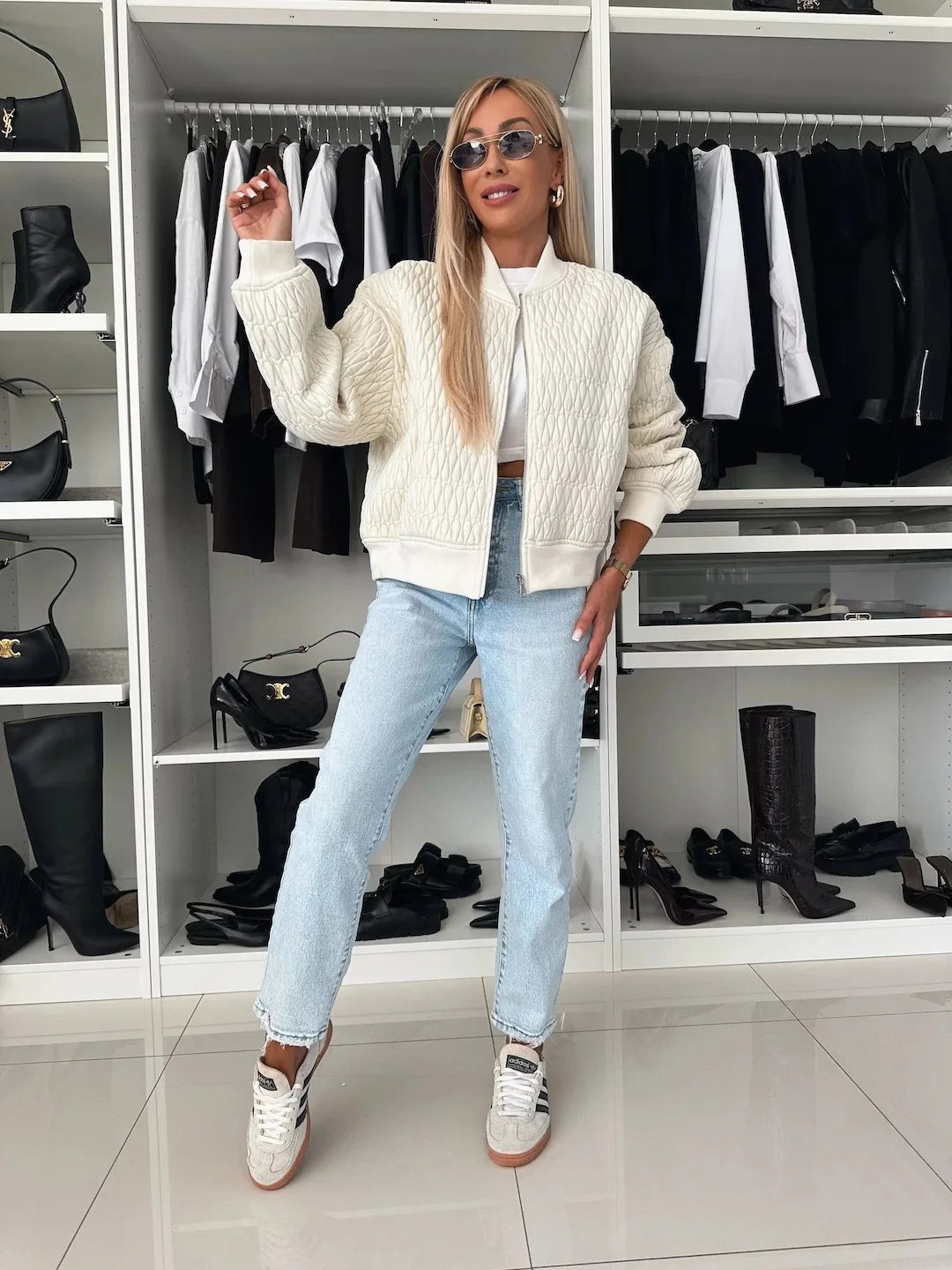 Dames Gewatteerd Bomberjack met Rits en Ribbelafwerking 3