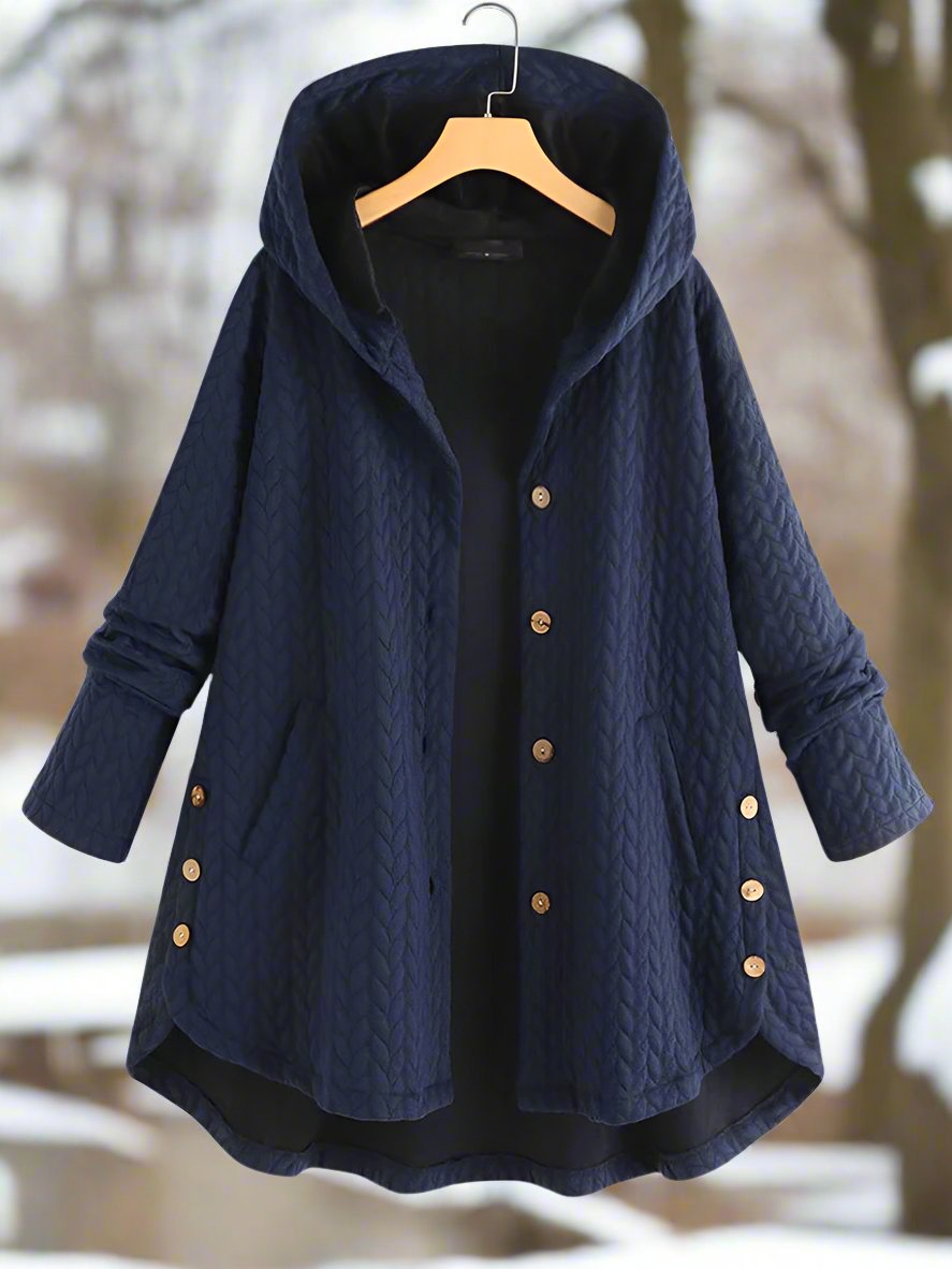 Dames Gewatteerde Jas – Oversized Pasvorm – Gequilt Textuur – Met Kap – Asymmetrische Zoom 1