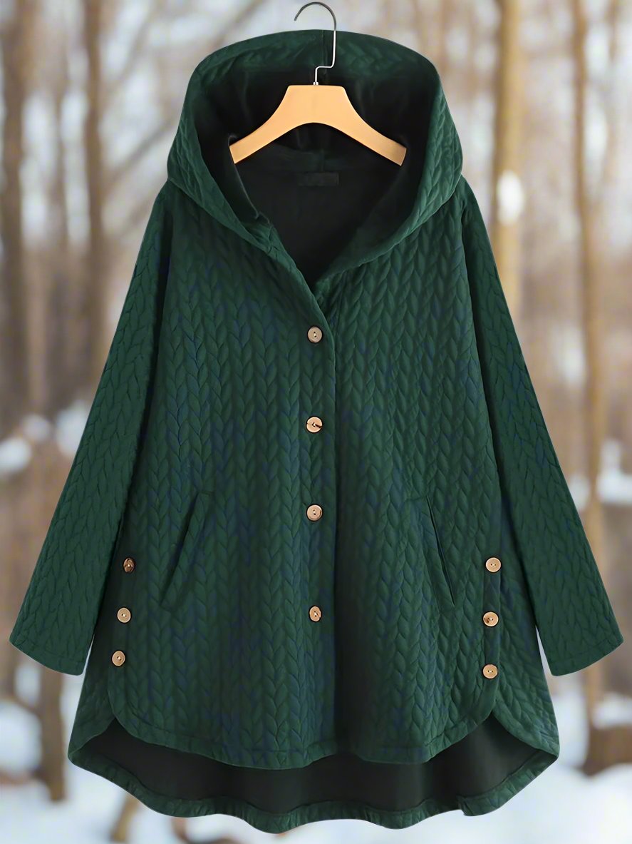 Dames Gewatteerde Jas – Oversized Pasvorm – Gequilt Textuur – Met Kap – Asymmetrische Zoom 3