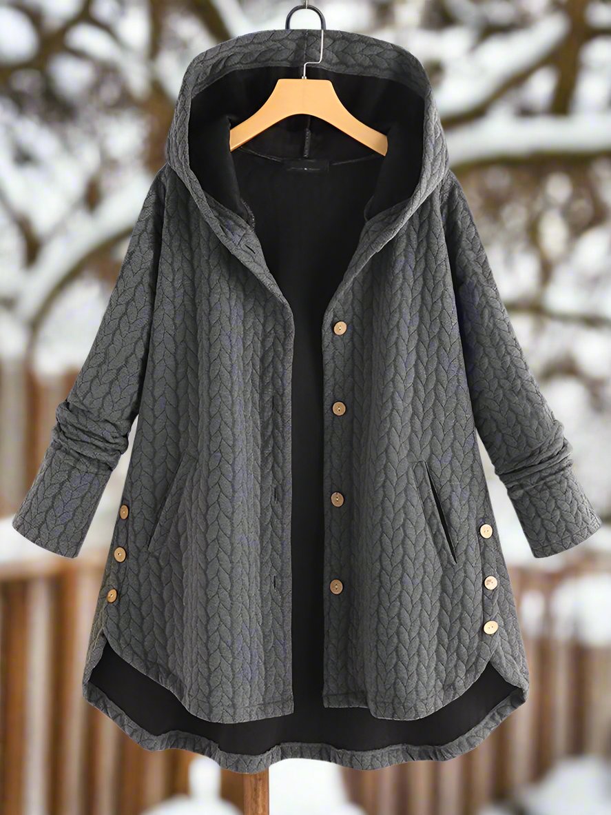 Dames Gewatteerde Jas – Oversized Pasvorm – Gequilt Textuur – Met Kap – Asymmetrische Zoom 4