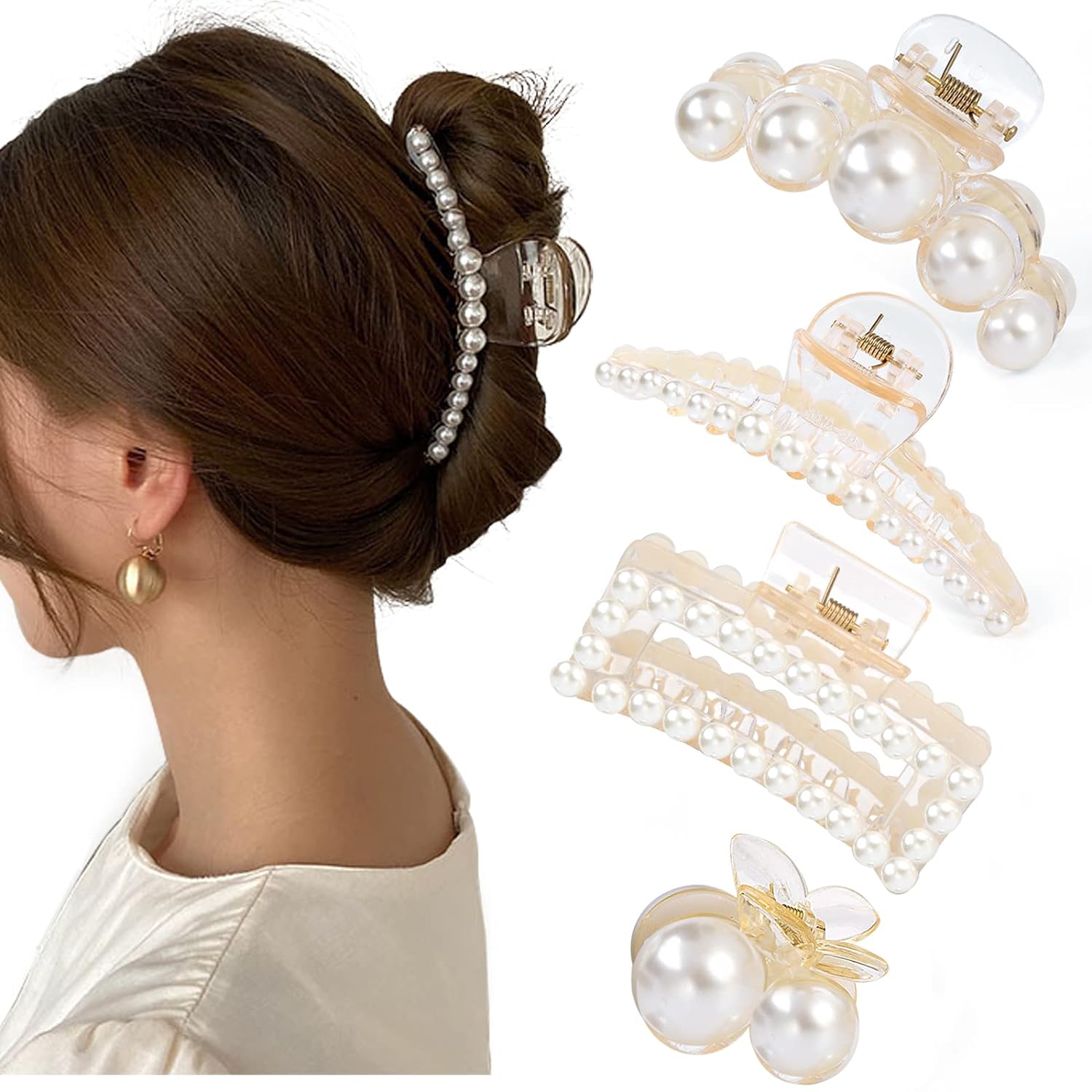 Dames Haarclips Parelontwerp Set van 4 1