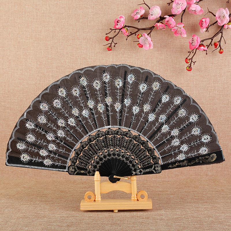Dames Handgemaakte Ventilator Met Bloemenmotief 13