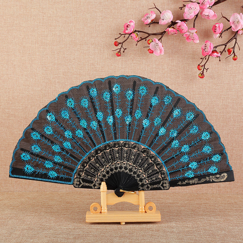 Dames Handgemaakte Ventilator Met Bloemenmotief 4