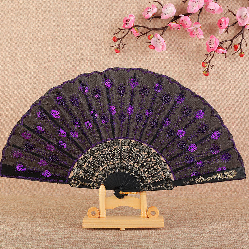 Dames Handgemaakte Ventilator Met Bloemenmotief 6