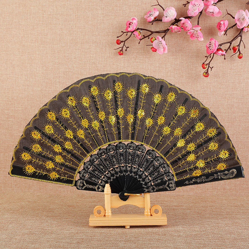 Dames Handgemaakte Ventilator Met Bloemenmotief 8