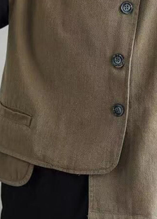 Dames Herfstvest Asymmetrisch Ontwerp met Retro Knopen 4