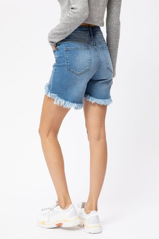 Dames Hi-Low Shorts Hoge Taille Medium Denim 3