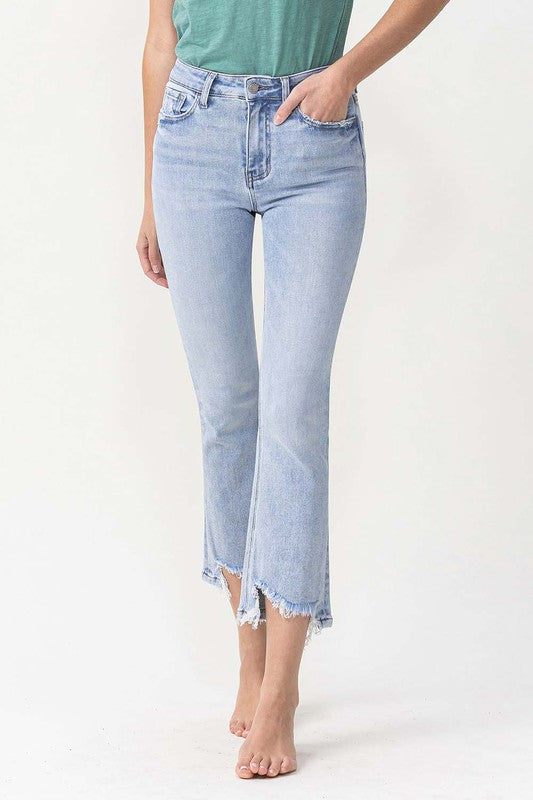 Dames Hoge Taille Kick Flare Jeans Licht Denim 1