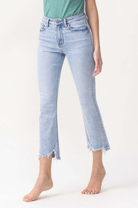 Dames Hoge Taille Kick Flare Jeans Licht Denim 2