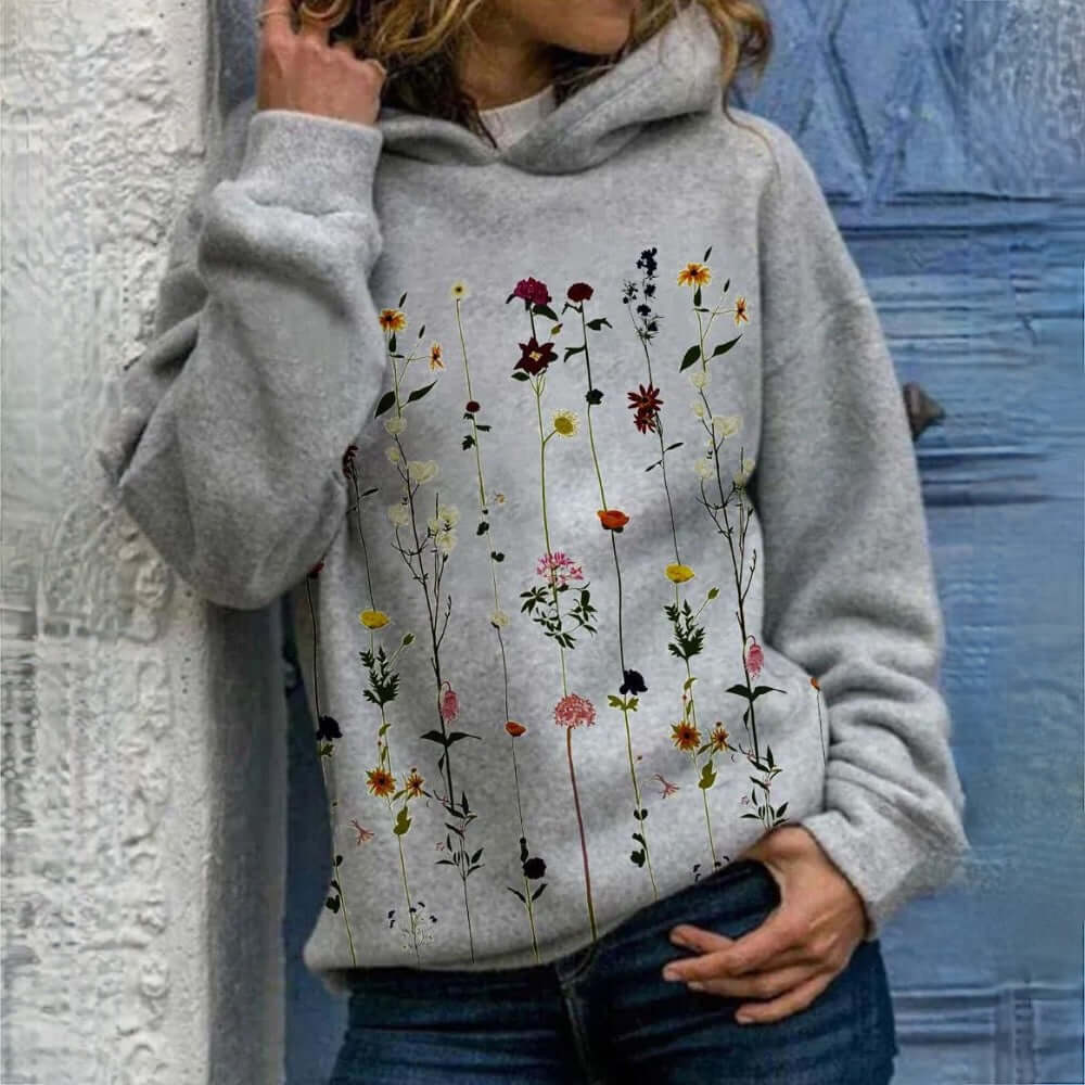 Dames Hoodie met Bloemenprint Casual Stijl 1