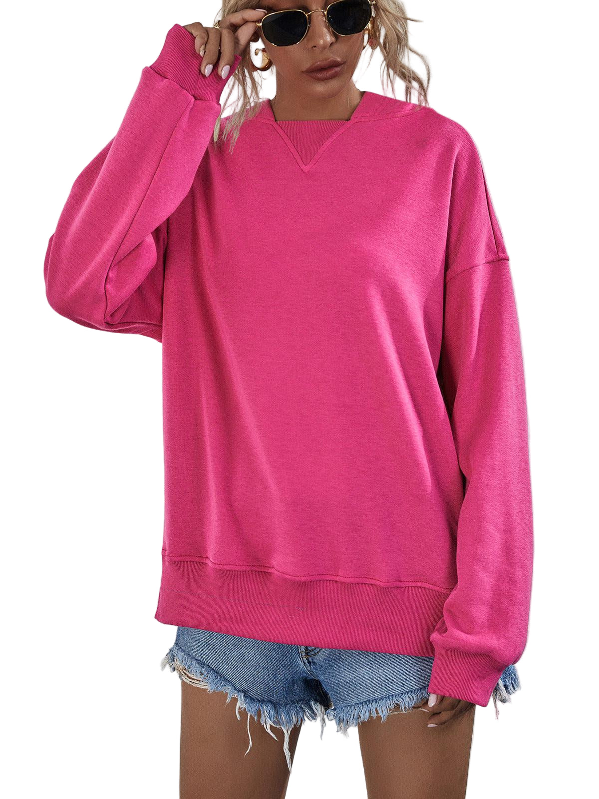 Dames Hoodie met Verlaagde Schouders en Split 0