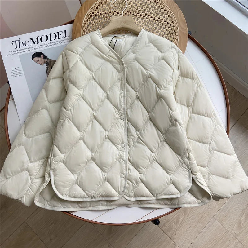 Dames Jas Winter Casual Puffer Jacket Met Enkele Knoopsluiting 0