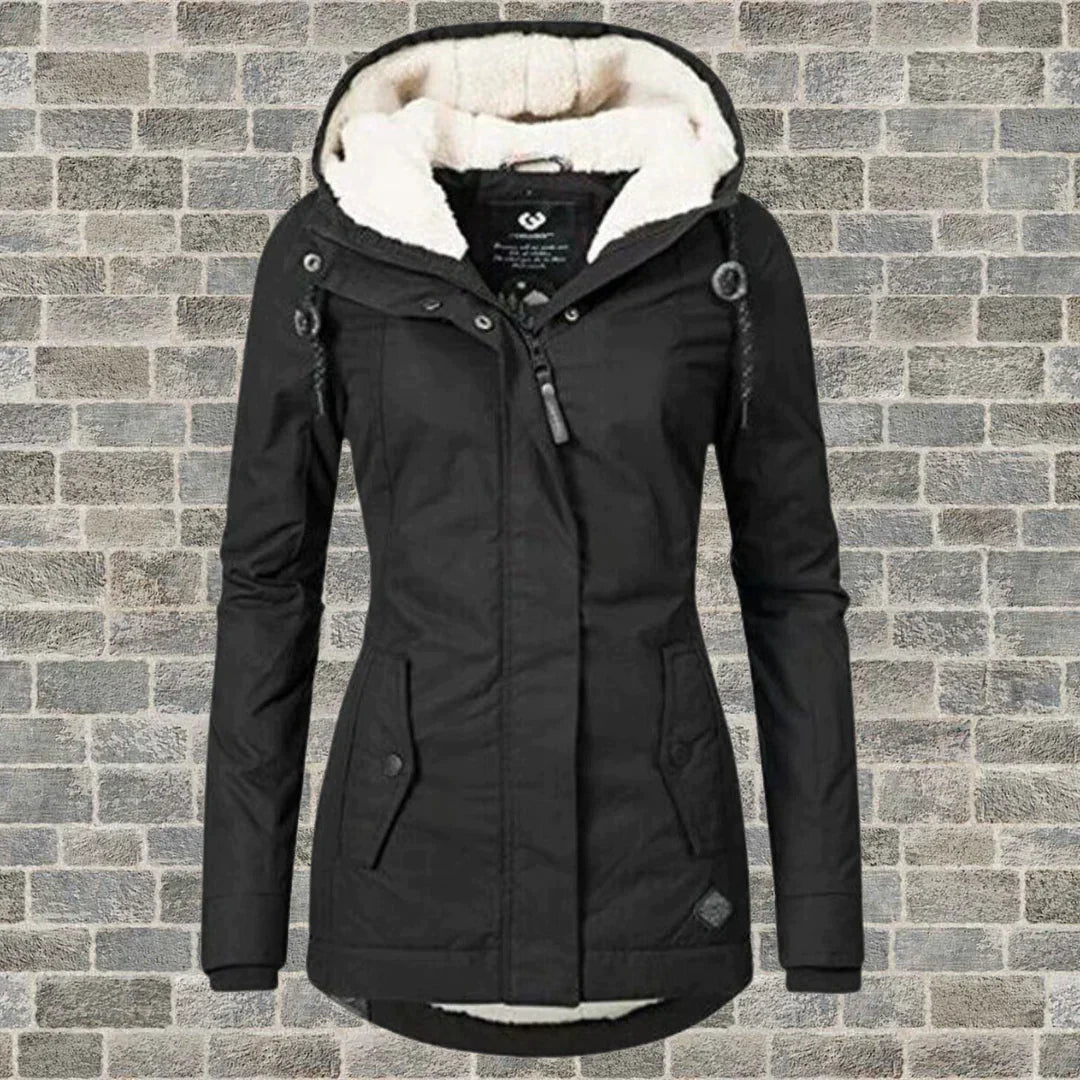 Dames Jas Winter Plisserend Katoen met Afneembare Capuchon 1