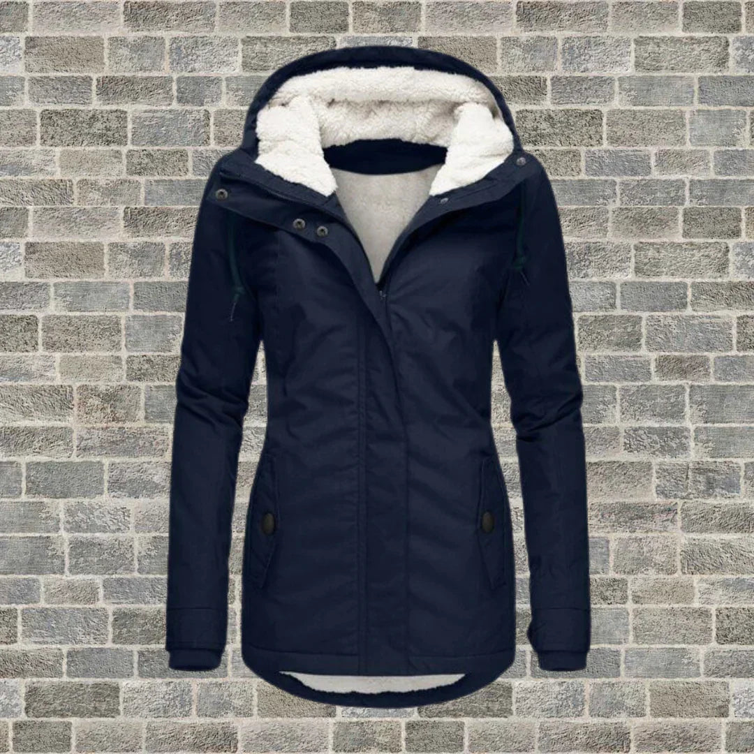 Dames Jas Winter Plisserend Katoen met Afneembare Capuchon 2